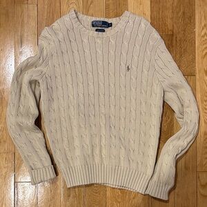 Polo by Ralph Lauren Men’s Cream Cable Crewneck Sweater